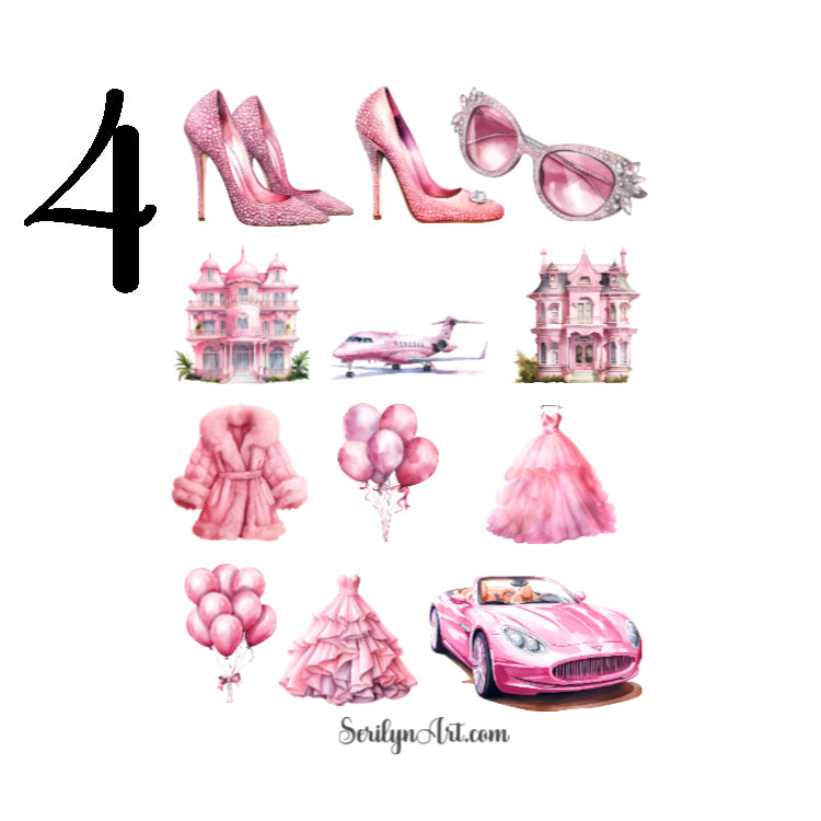 Pink Fashion Girl Sticker Sheet