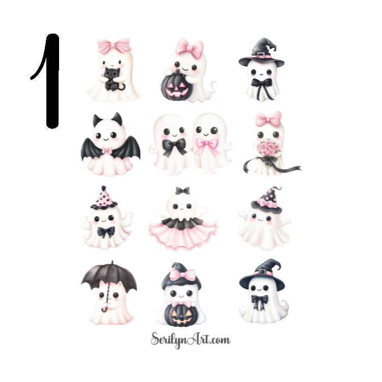 Pink Ghosts Sticker Sheet