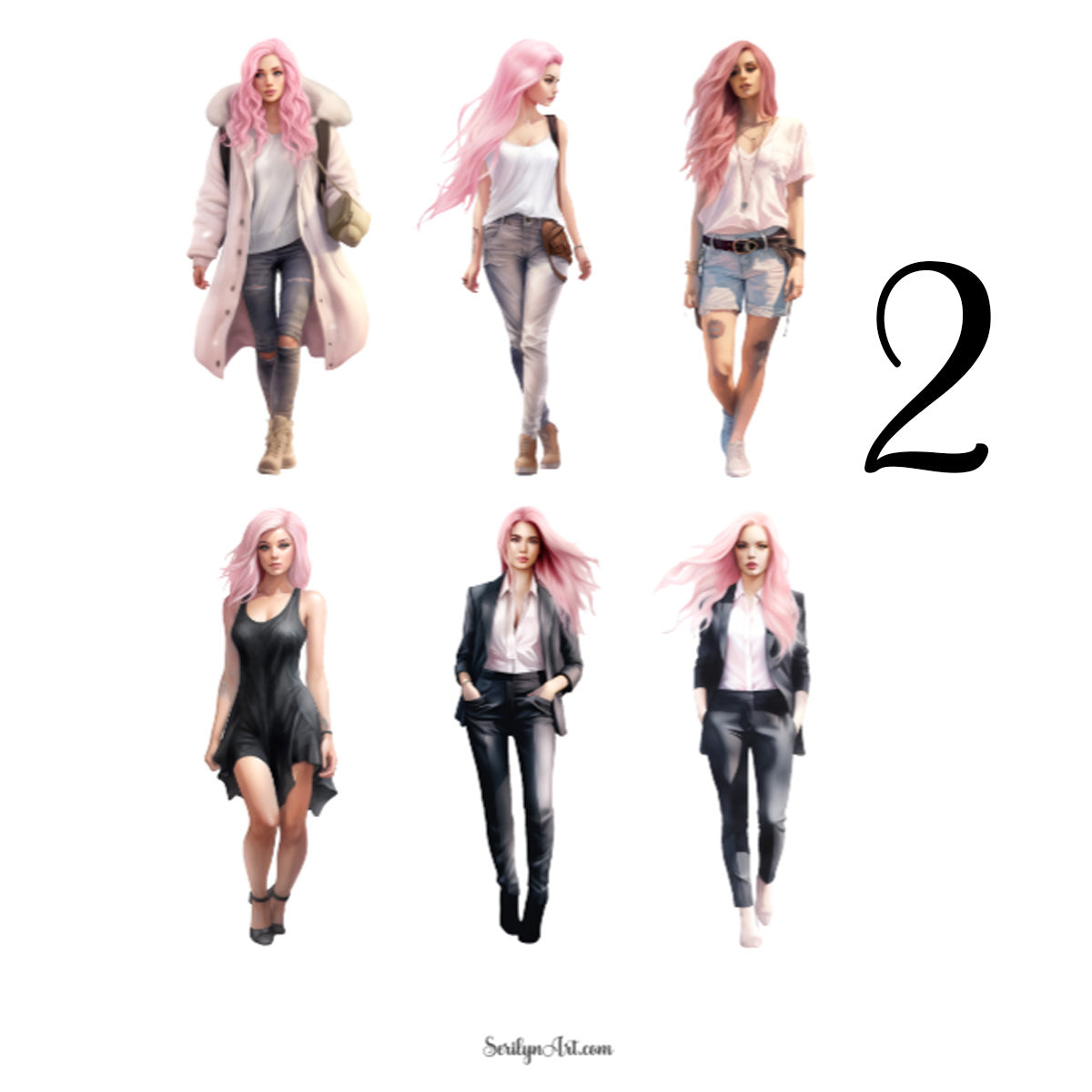 Pink Hair 2 Sticker Sheet