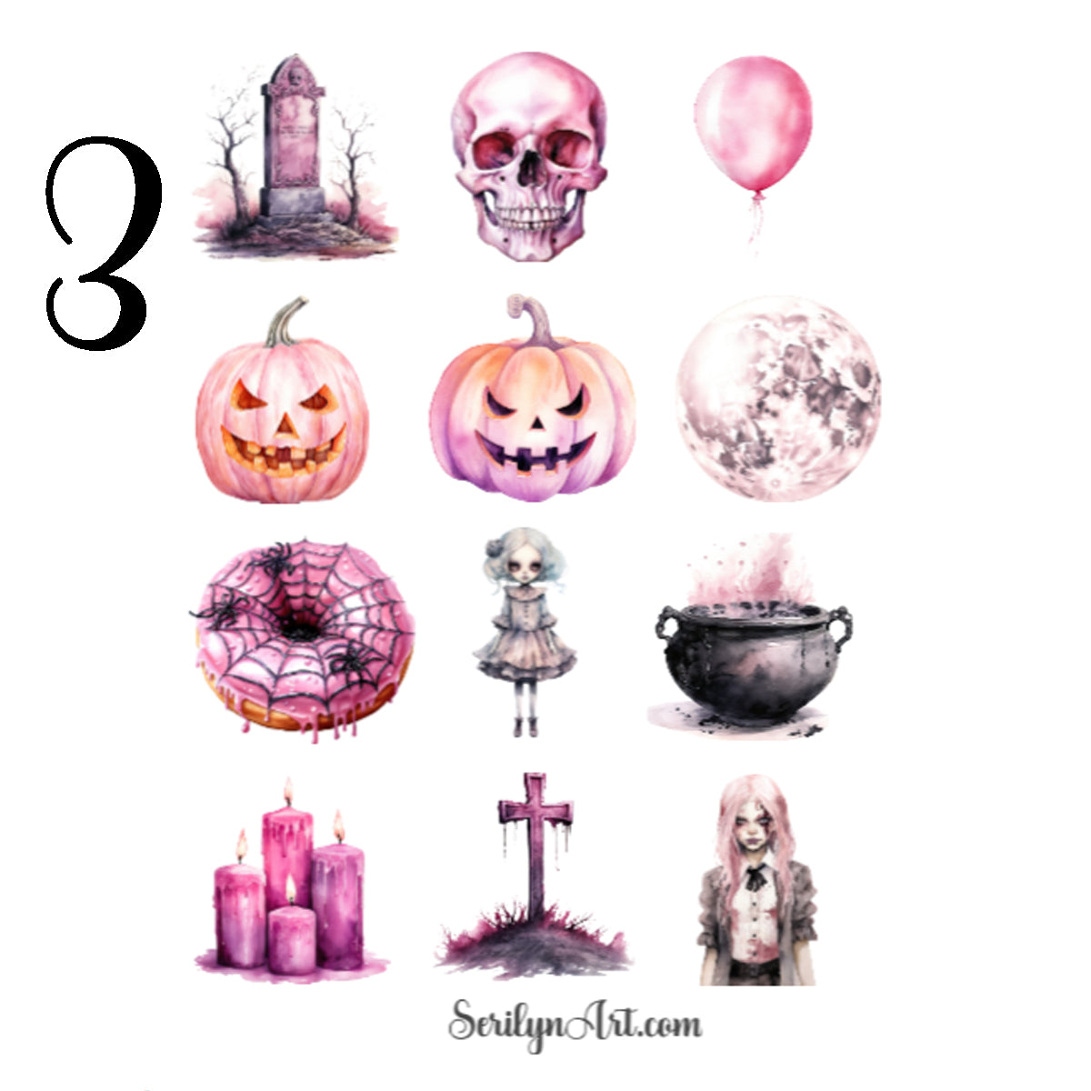 Pink Halloween Sticker Sheet
