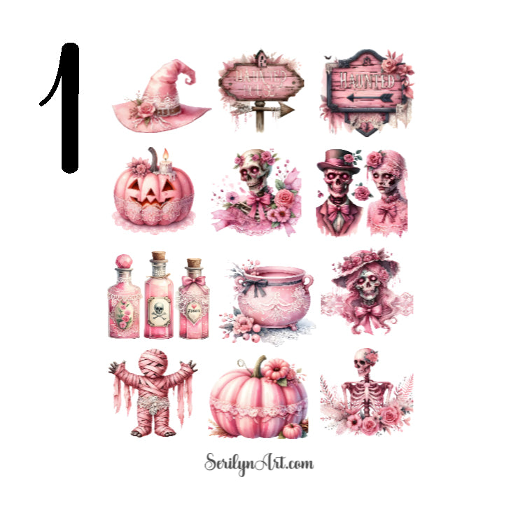 Pink Lace Halloween Sticker Sheet