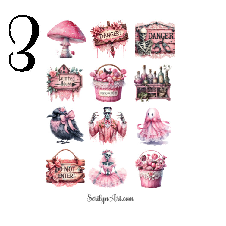 Pink Lace Halloween Sticker Sheet