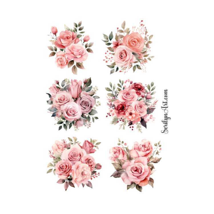 Pink Roses Sticker Sheet