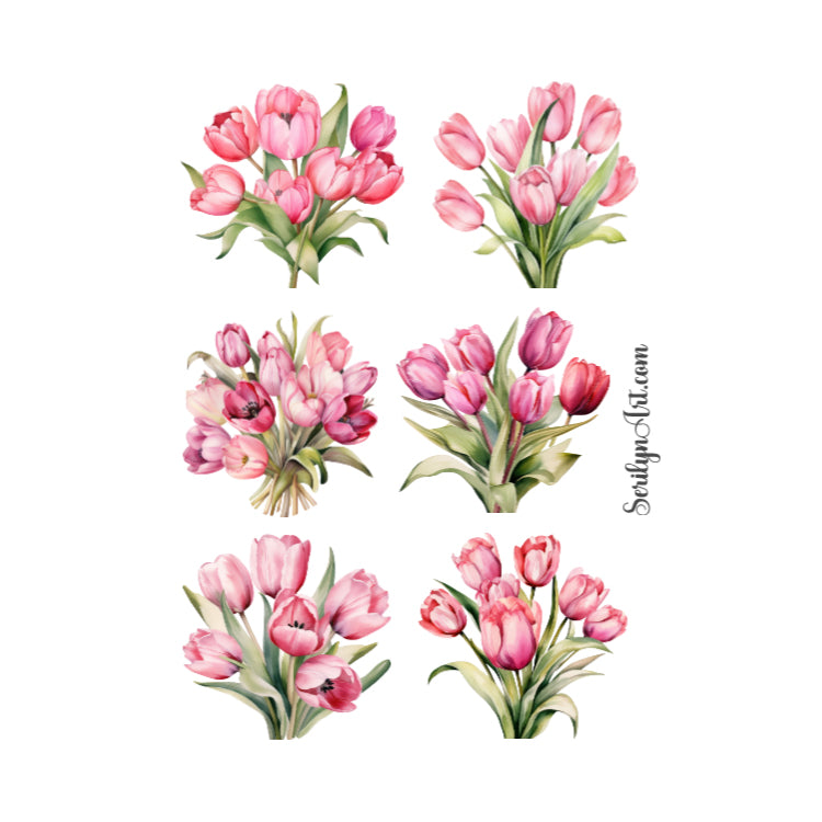 Pink Tulips Sticker Sheet