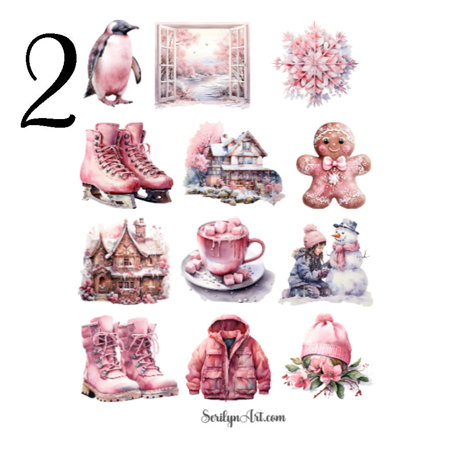 Pink Winter Sticker Sheet