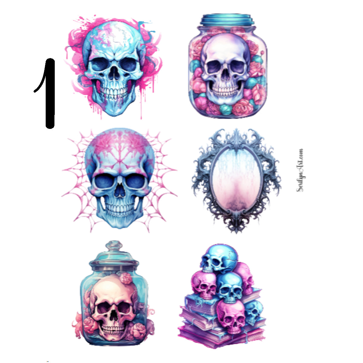 Pink and Blue Halloween Sticker Sheet