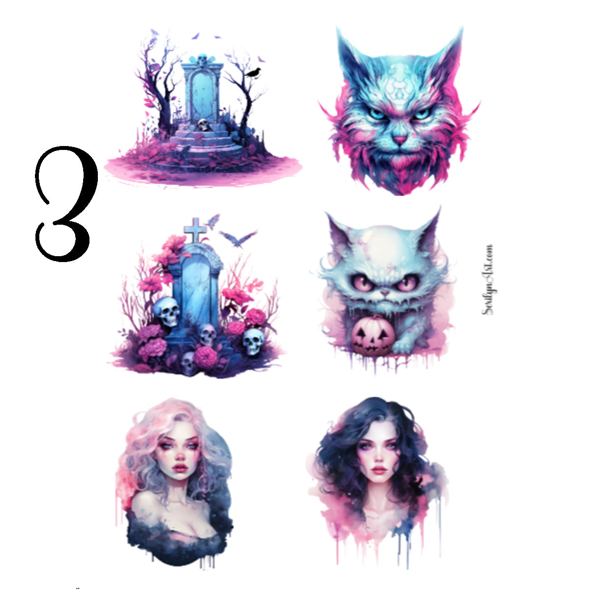 Pink and Blue Halloween Sticker Sheet