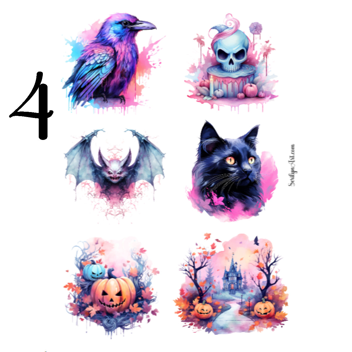 Pink and Blue Halloween Sticker Sheet