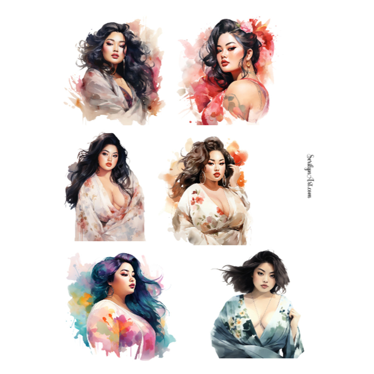 Plus Sized Asian Women Sticker Sheet