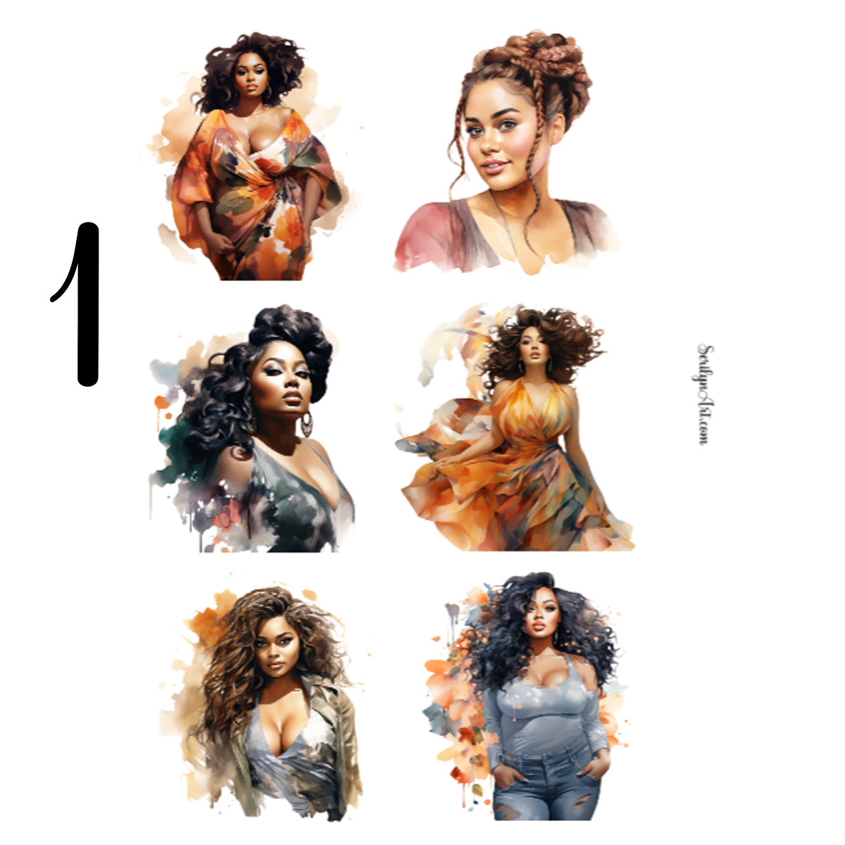 Plus Sized Brown Women Sticker Sheet