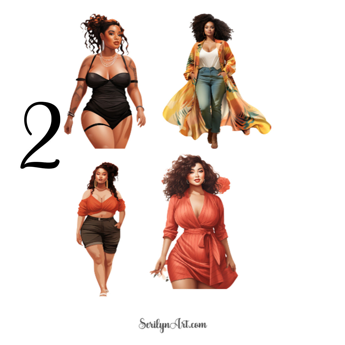 Plus Sized Brown Women Sticker Sheet