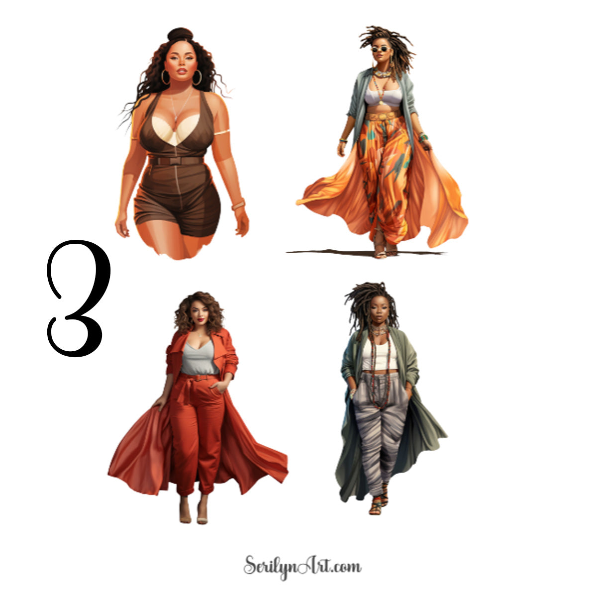 Plus Sized Brown Women Sticker Sheet