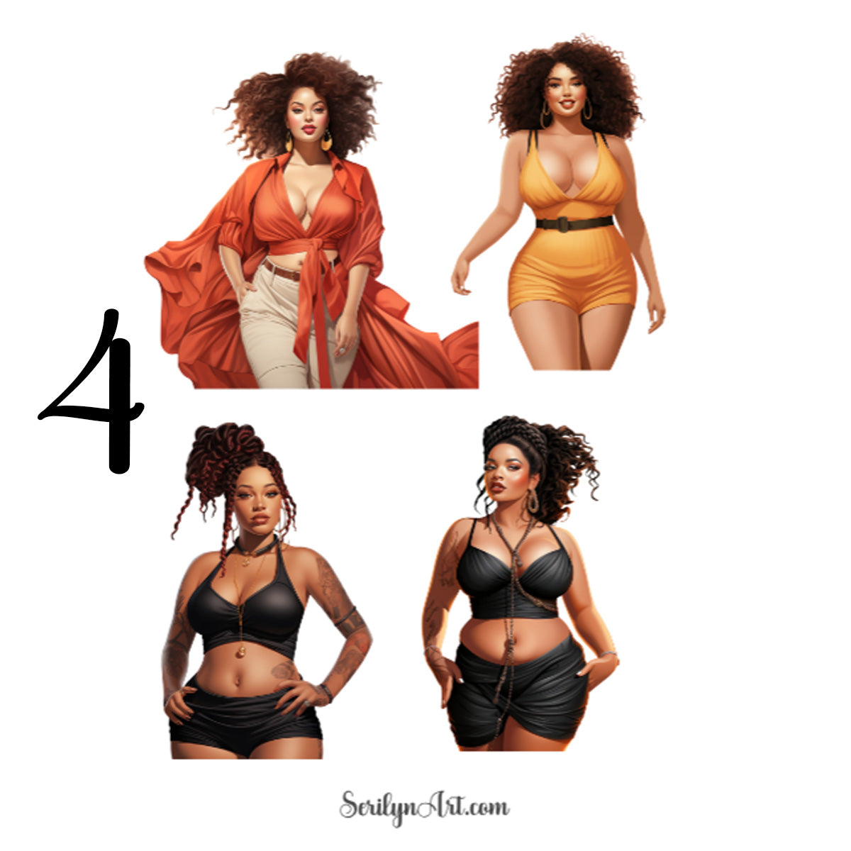 Plus Sized Brown Women Sticker Sheet