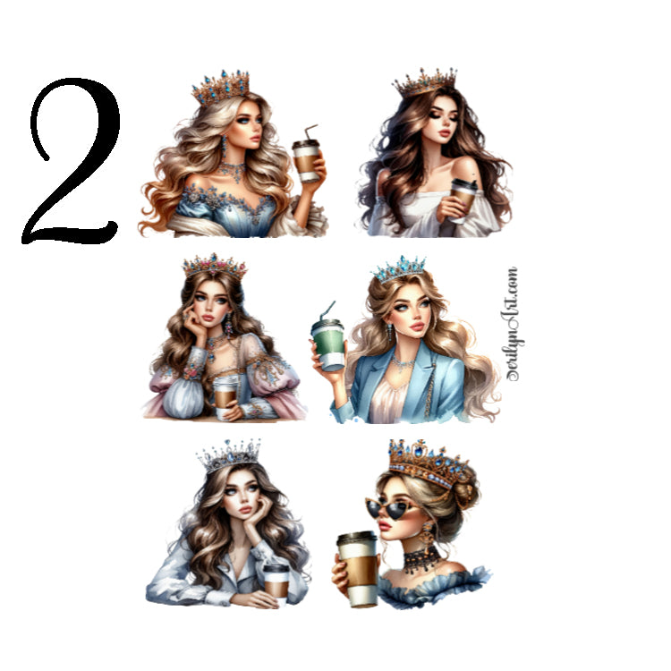 Princesses with Coffee Sticker Sheet