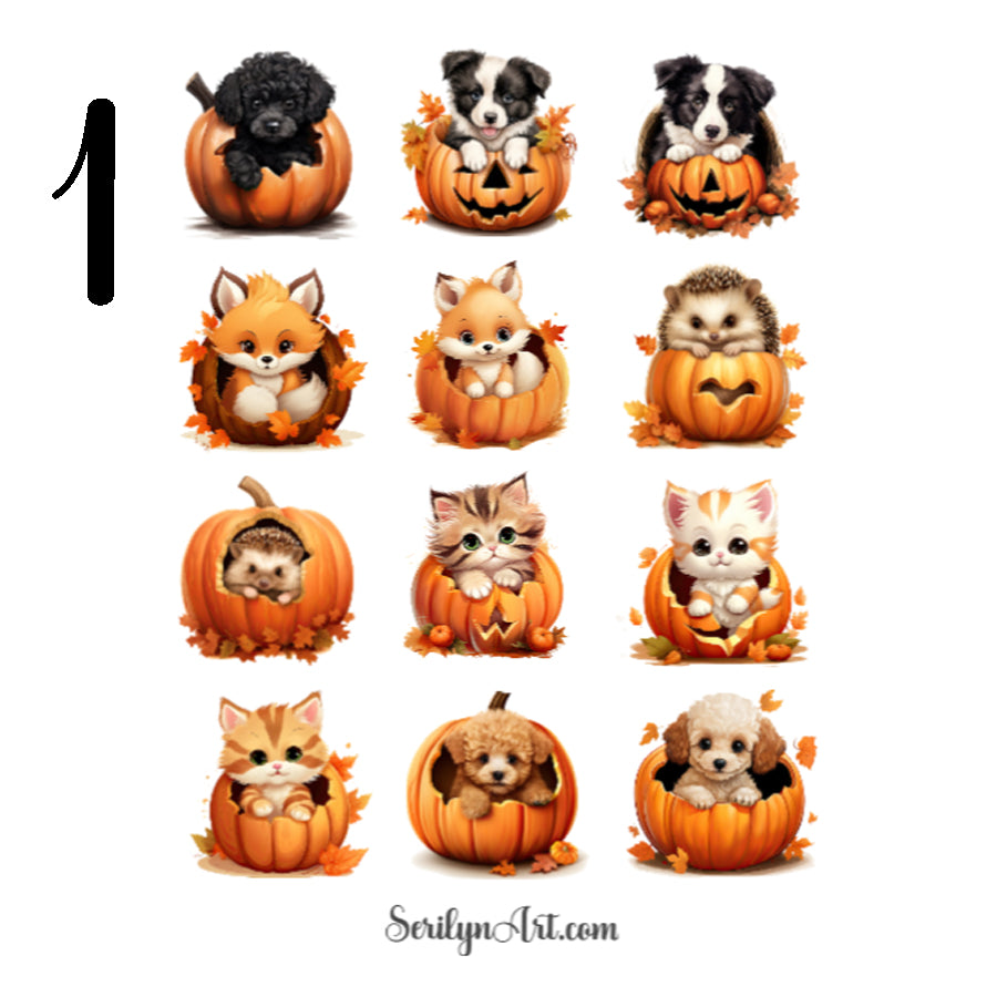 Pumpkin Animals Sticker Sheet