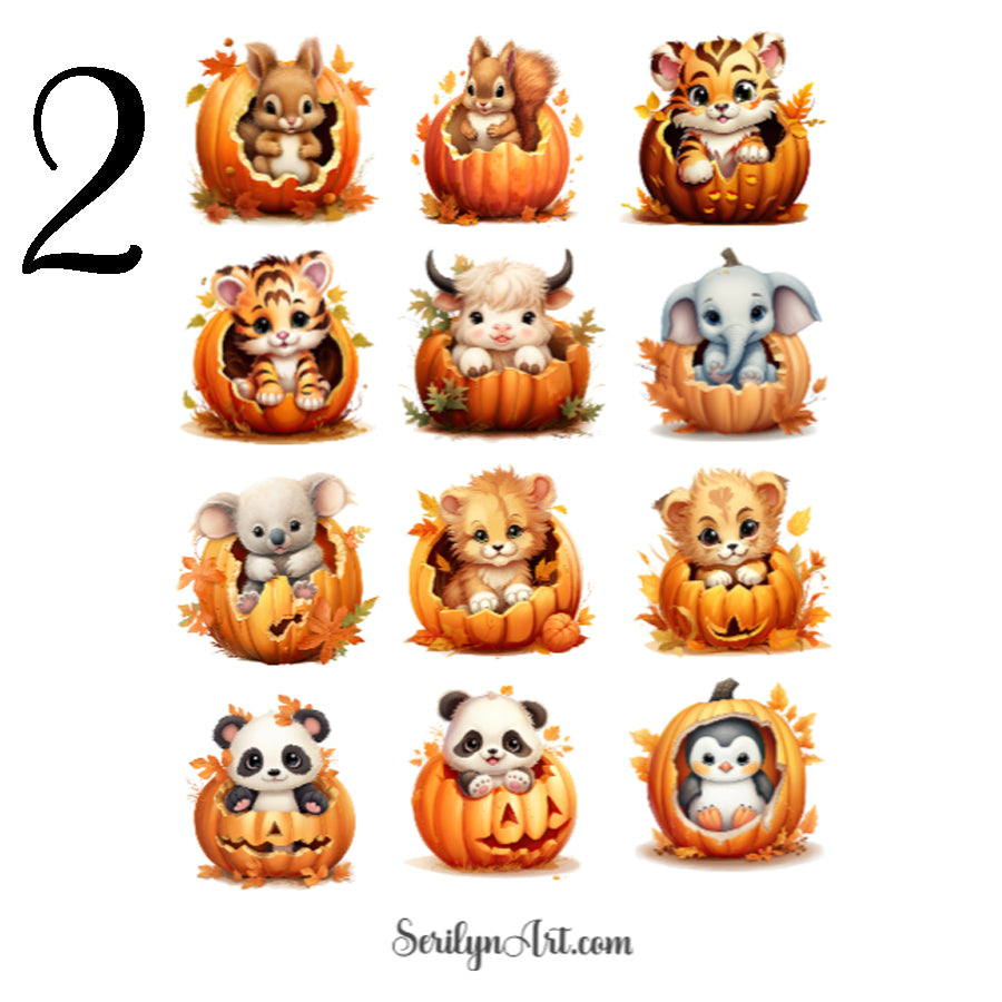 Pumpkin Animals Sticker Sheet