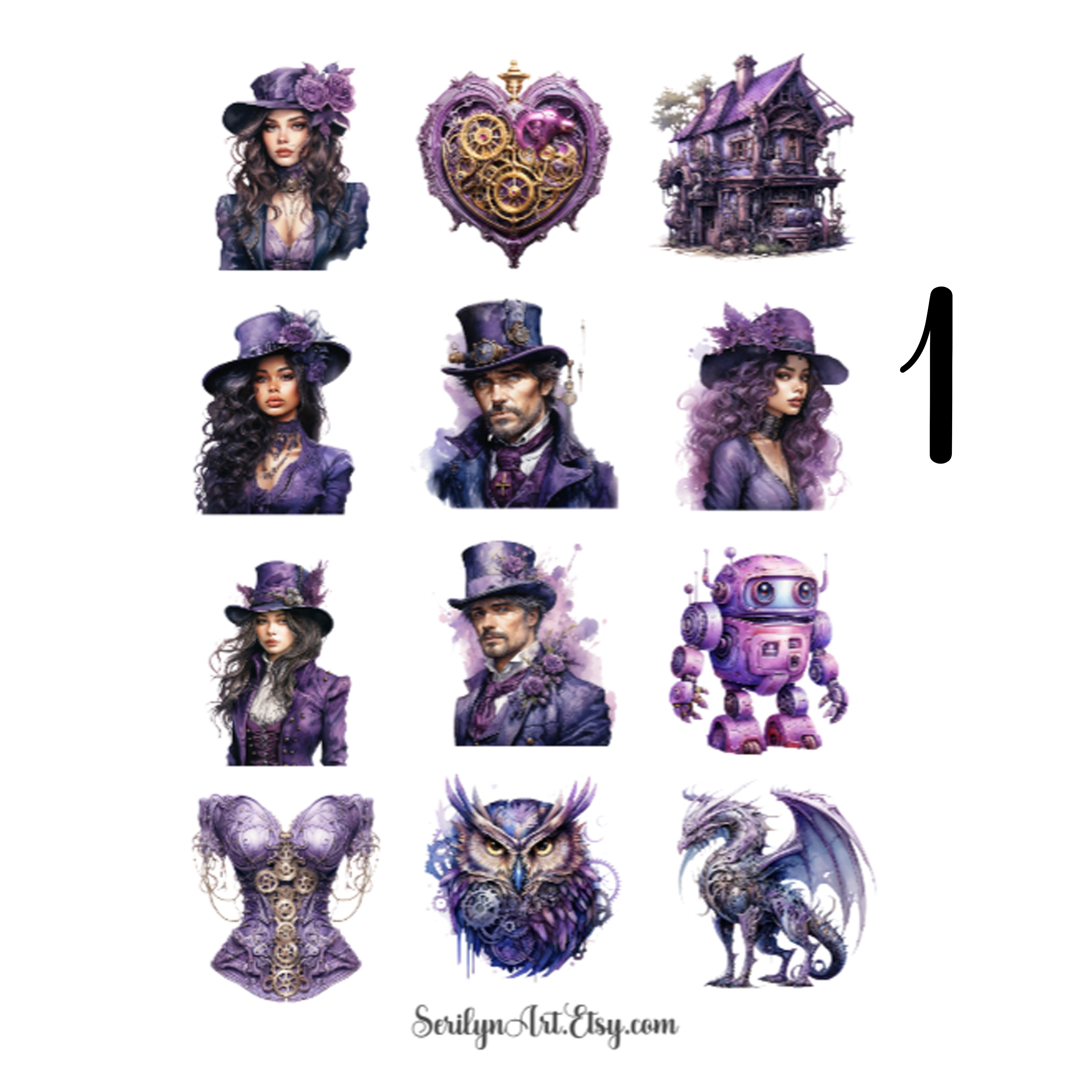 Purple Steampunk Sticker Sheet