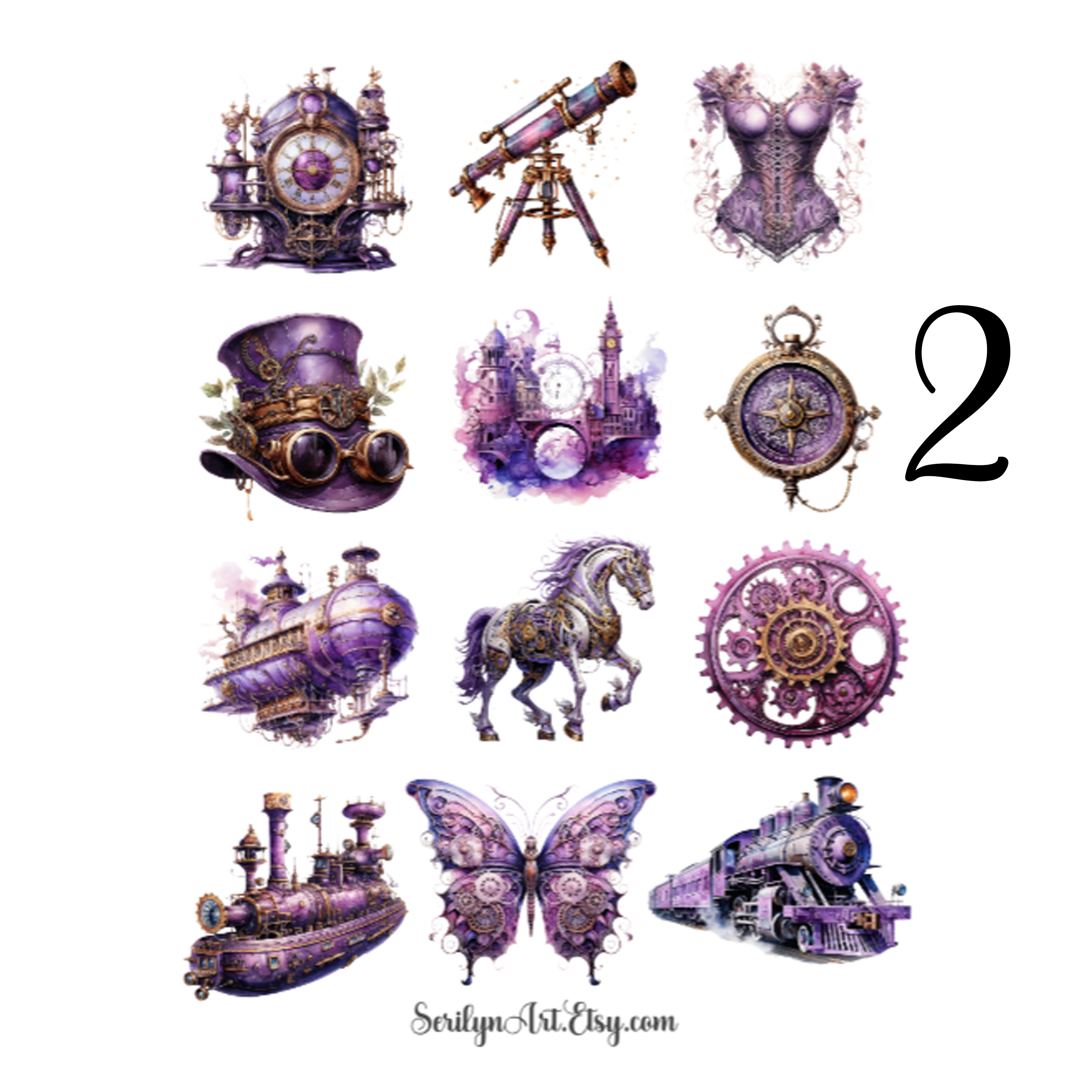 Purple Steampunk Sticker Sheet