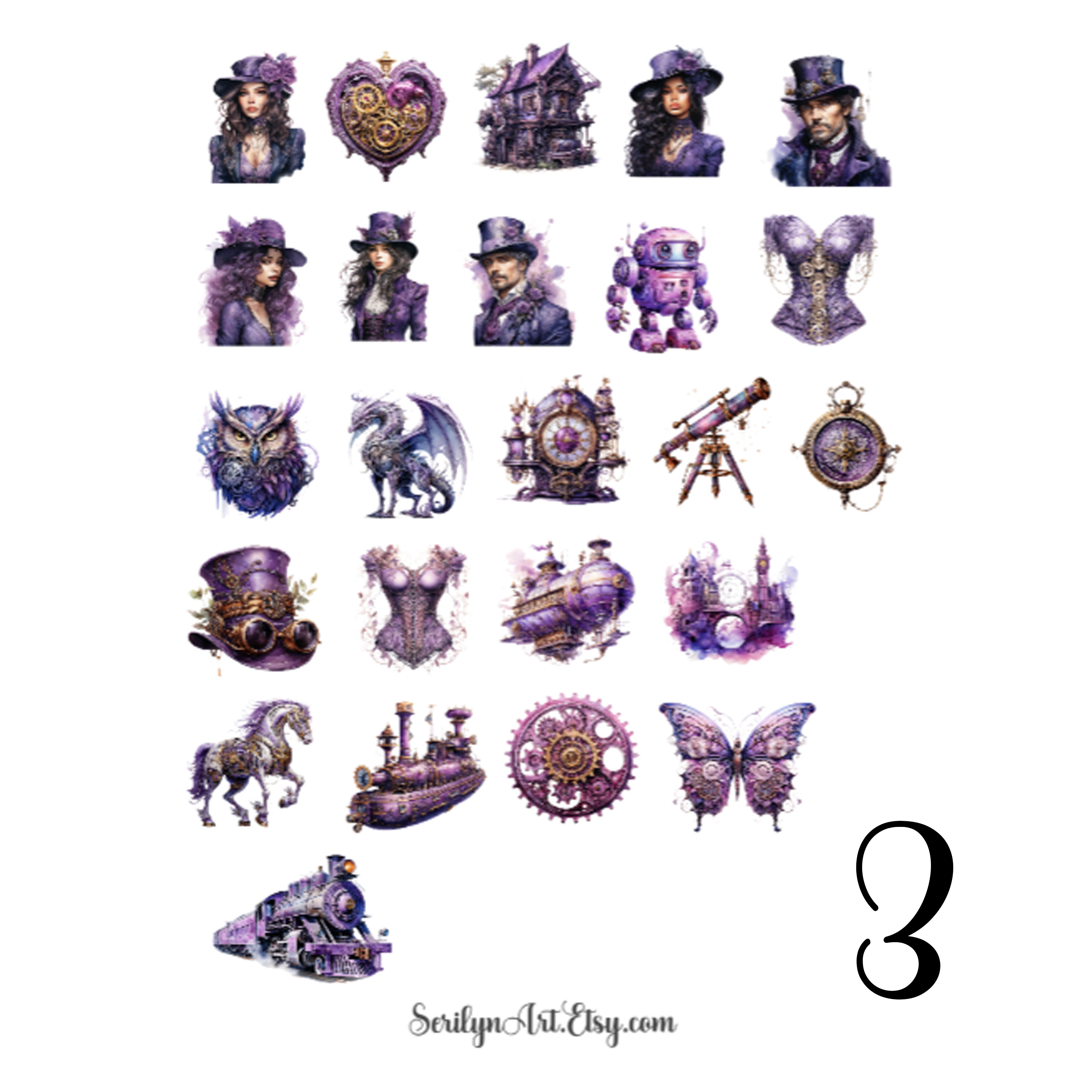 Purple Steampunk Sticker Sheet