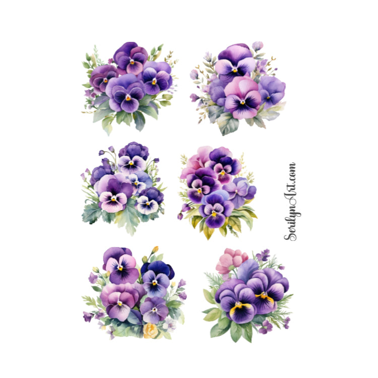 Purple Pansies Sticker Sheet