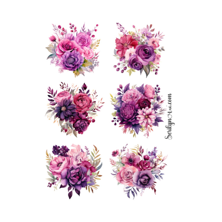 Purple and Magenta Florals Sticker Sheet