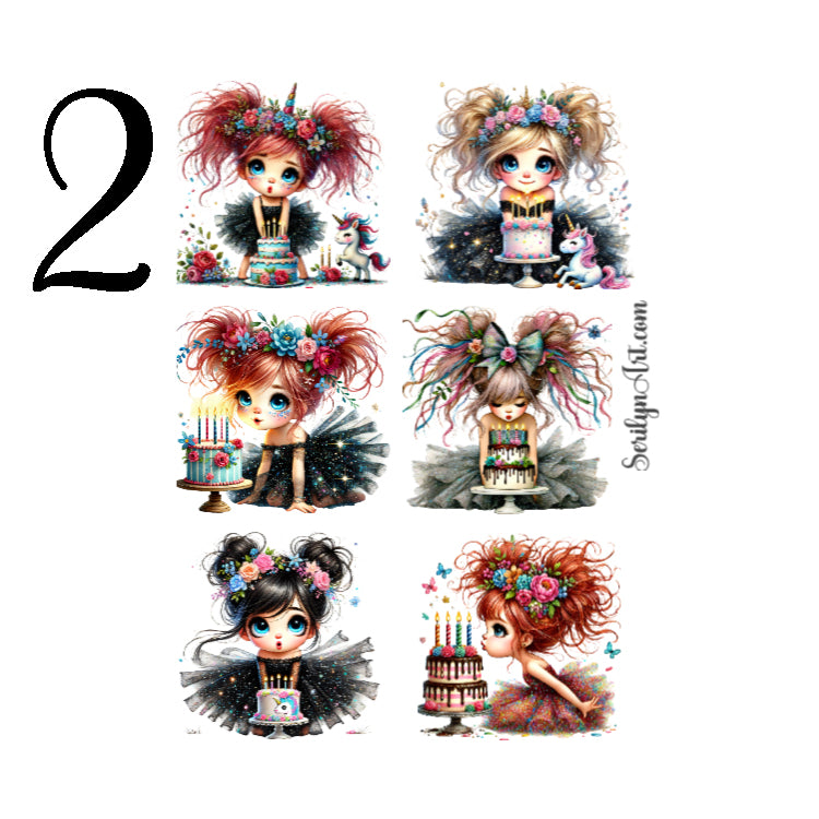 Quirky Birthday Girls Sticker Sheet