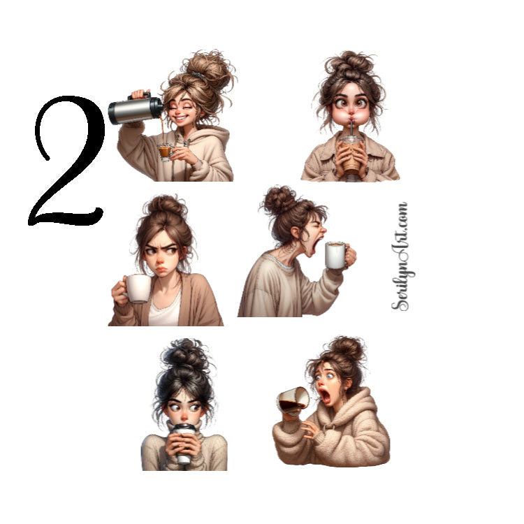 Quirky Coffee Girl Sticker Sheet