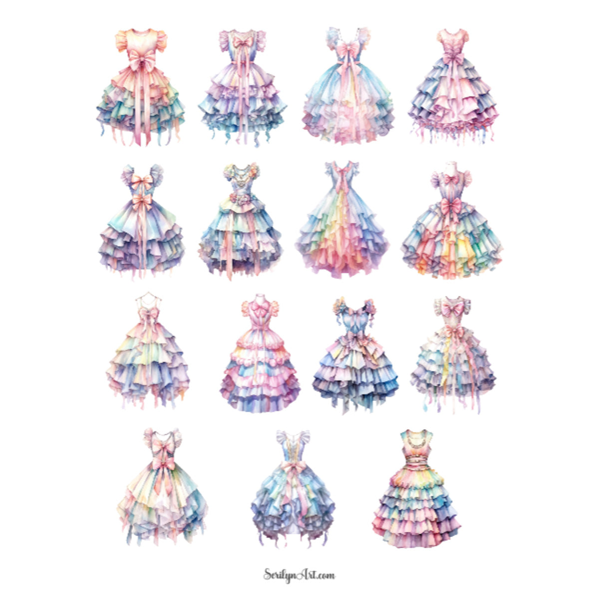 Rainbow Dresses Sticker Sheet