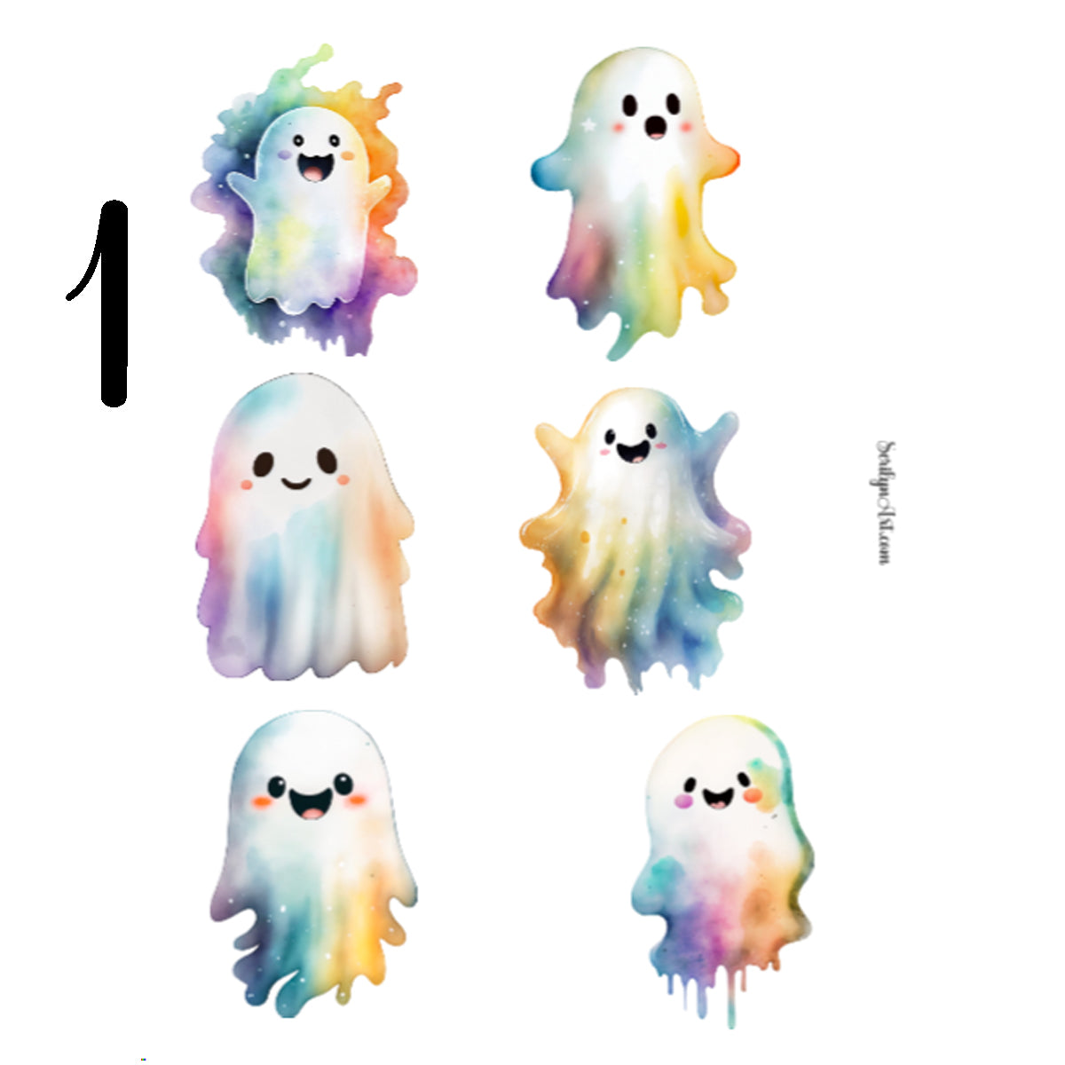 Rainbow Ghosts Sticker Sheet