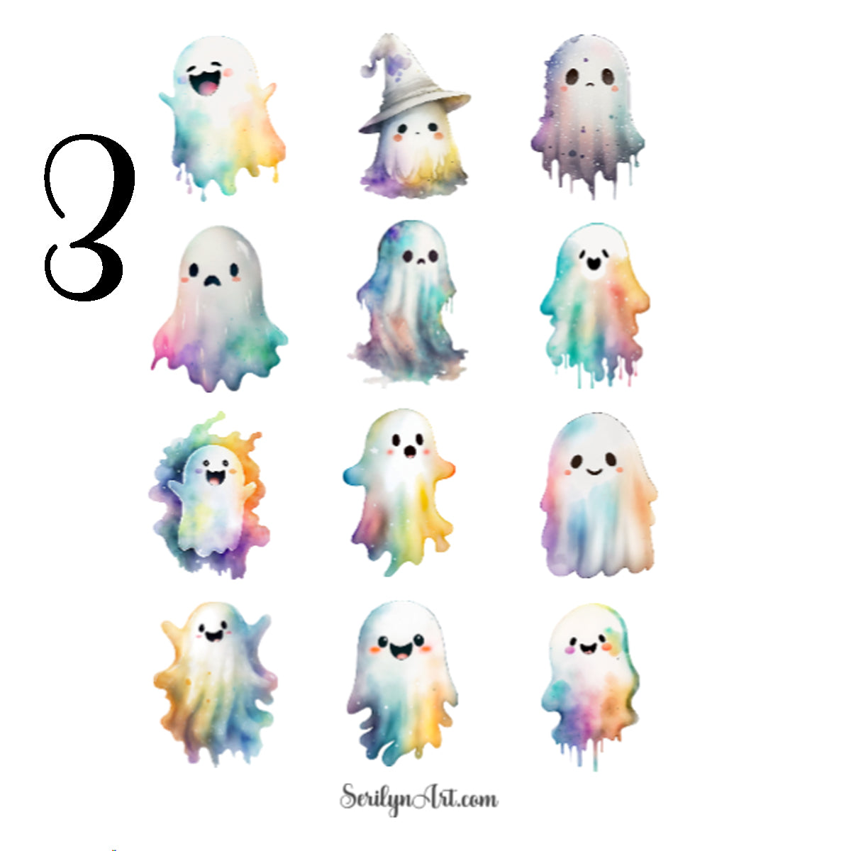 Rainbow Ghosts Sticker Sheet
