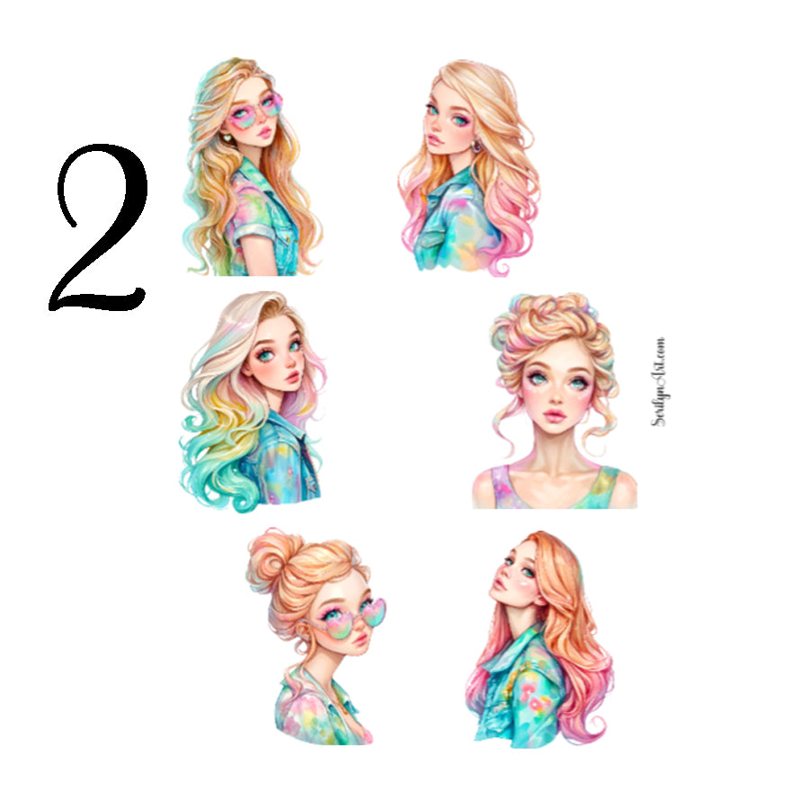 Rainbow Glam Girls Sticker Sheet