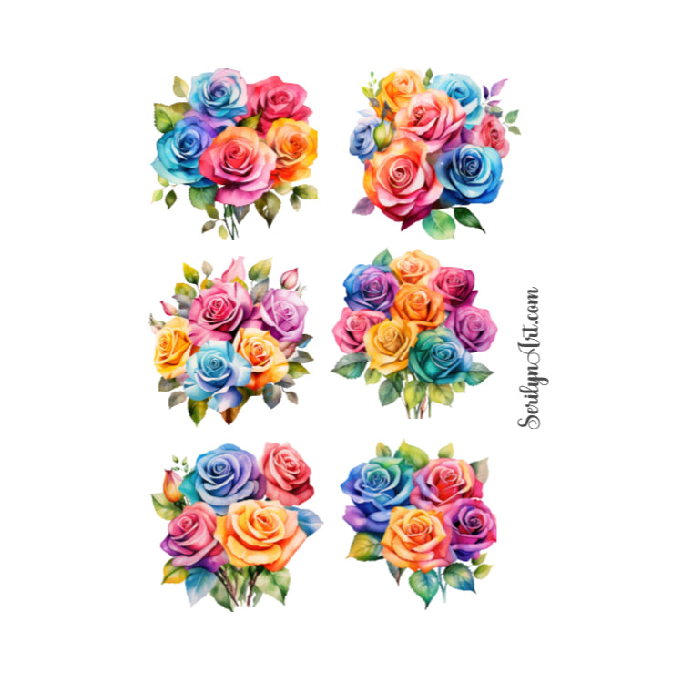 Rainbow Roses Sticker Sheet