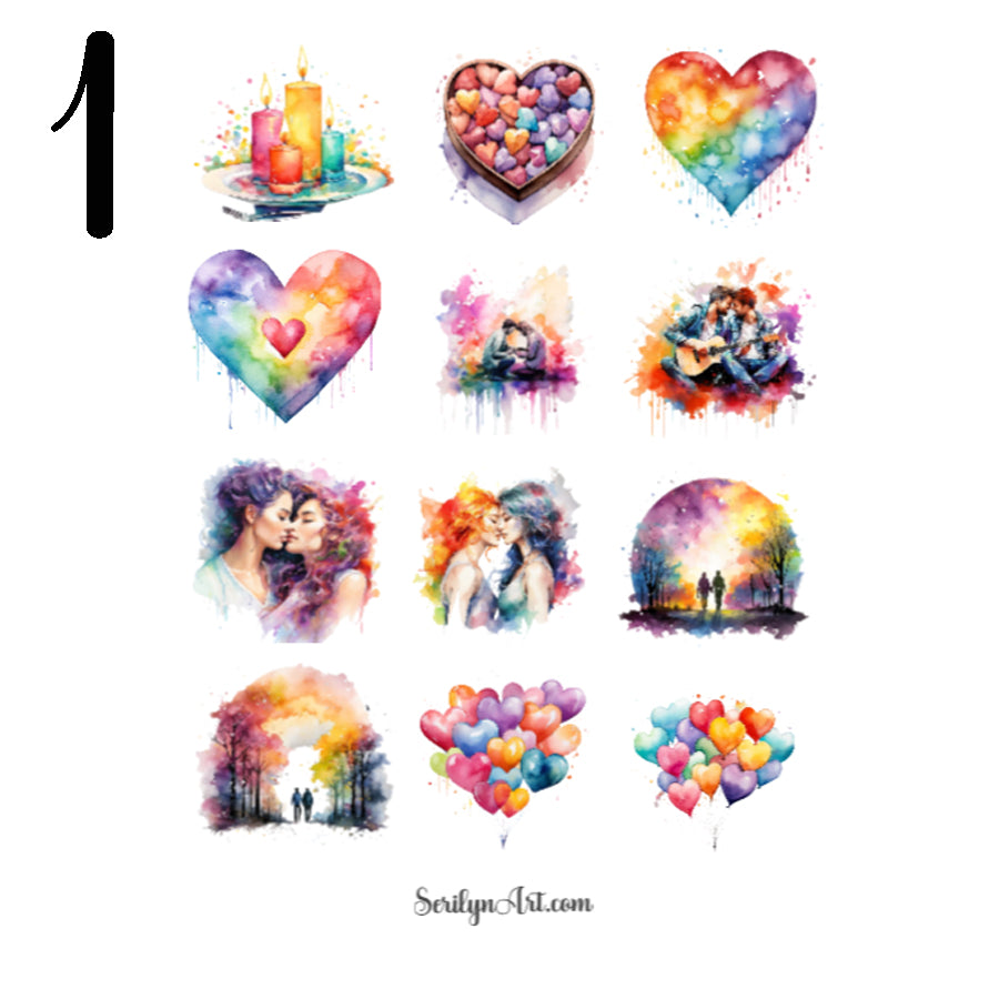 Rainbow Valentines Sticker Sheet