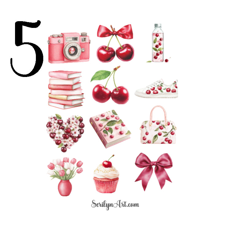 Red Cherry Planner Sticker Sheet
