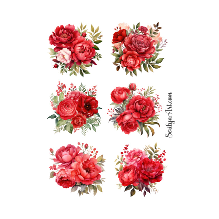Red Florals Sticker Sheet