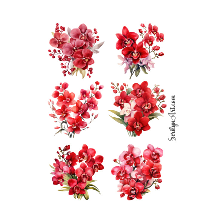 Red Orchids Sticker Sheet