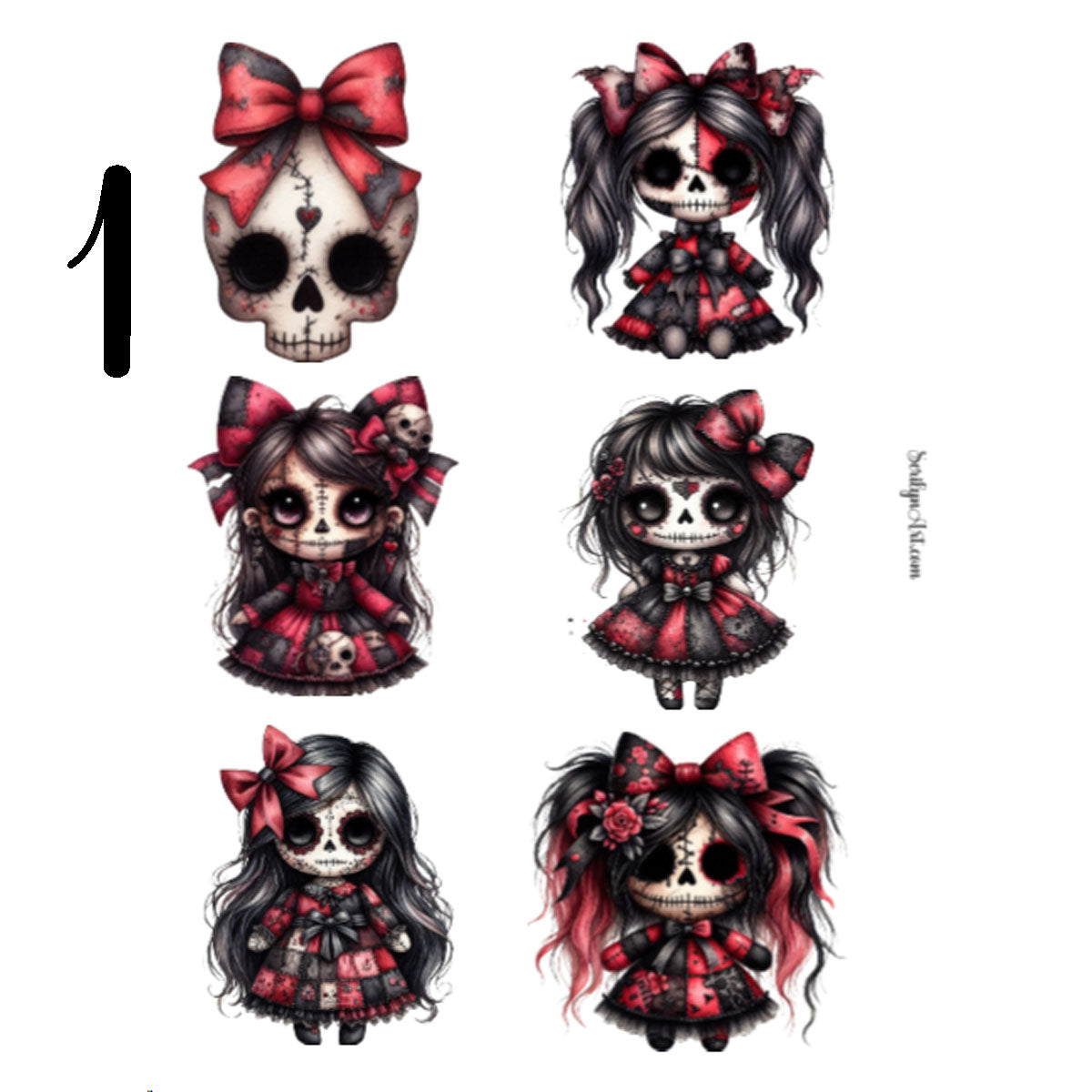 Red Patchwork Sticker Sheet