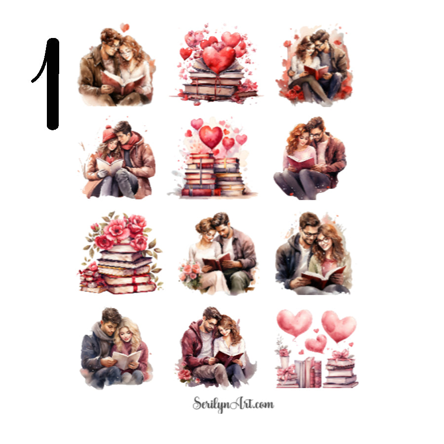 Romantic Reading Sticker Sheet