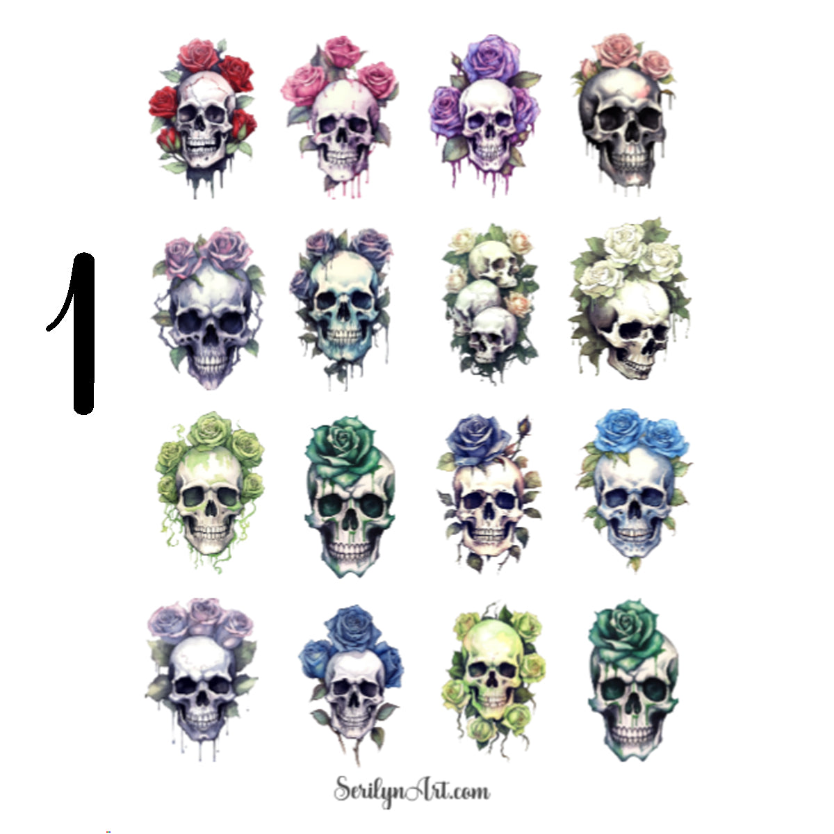 Rose Skulls Sticker Sheet