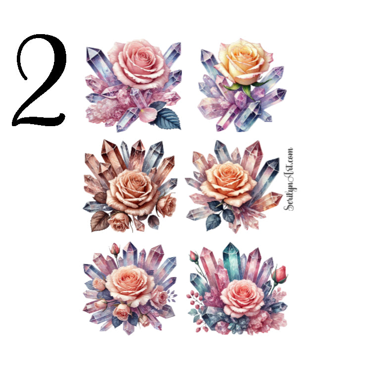 Roses and Crystals Sticker Sheet