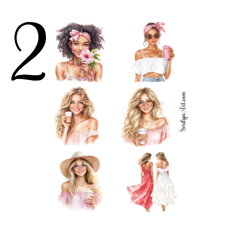 Rosy Waves Sticker Sheet