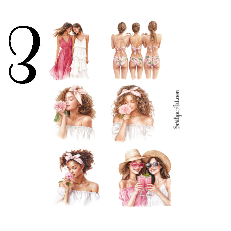 Rosy Waves Sticker Sheet