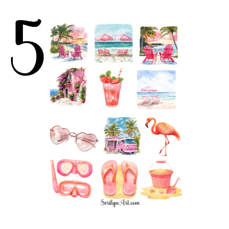 Rosy Waves Sticker Sheet