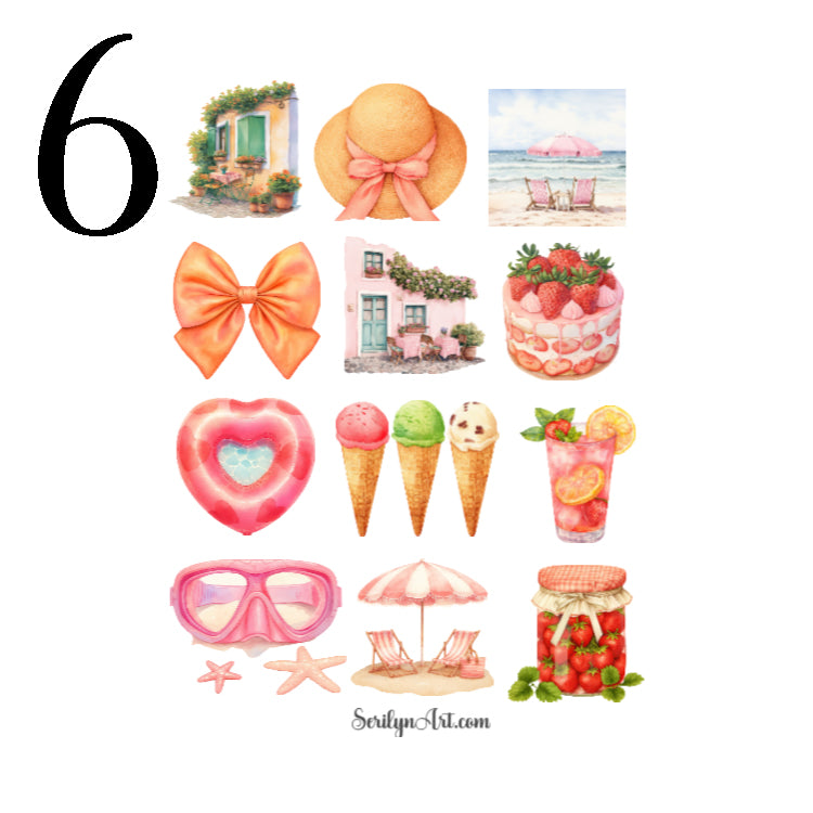 Rosy Waves Sticker Sheet