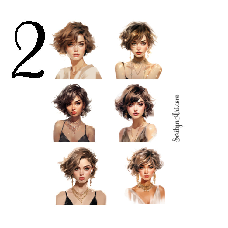 Short Brown Hair Girls Sticker Sheet