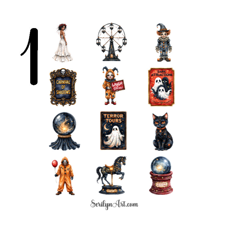 Sinister Carnival of Shadows Sticker Sheet