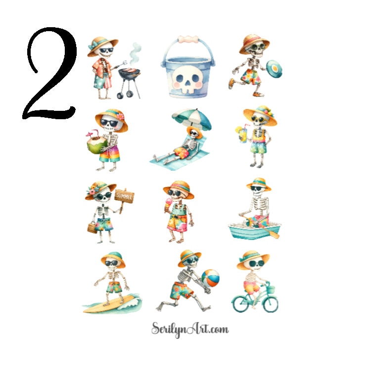 Skeleton Summer Sticker Sheet