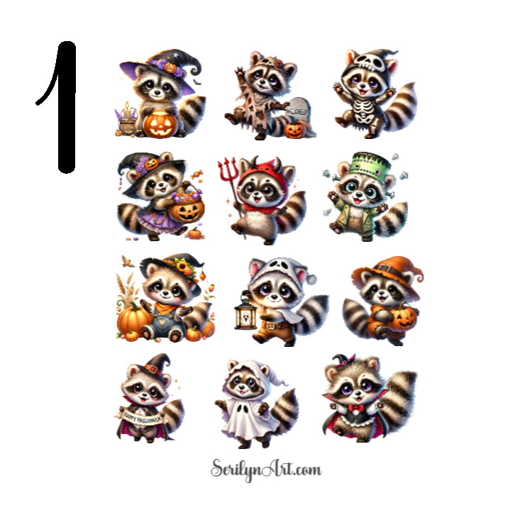 Spooky Raccoons Sticker Sheet