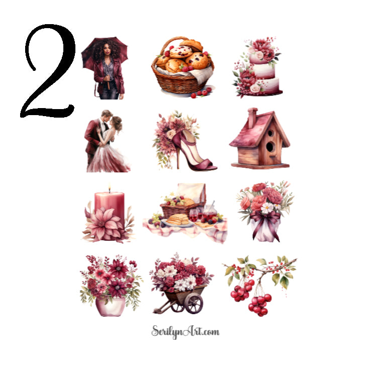 Spring Burgundy Sticker Sheet