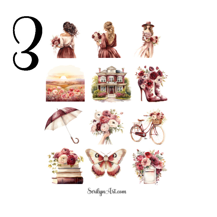 Spring Burgundy Sticker Sheet